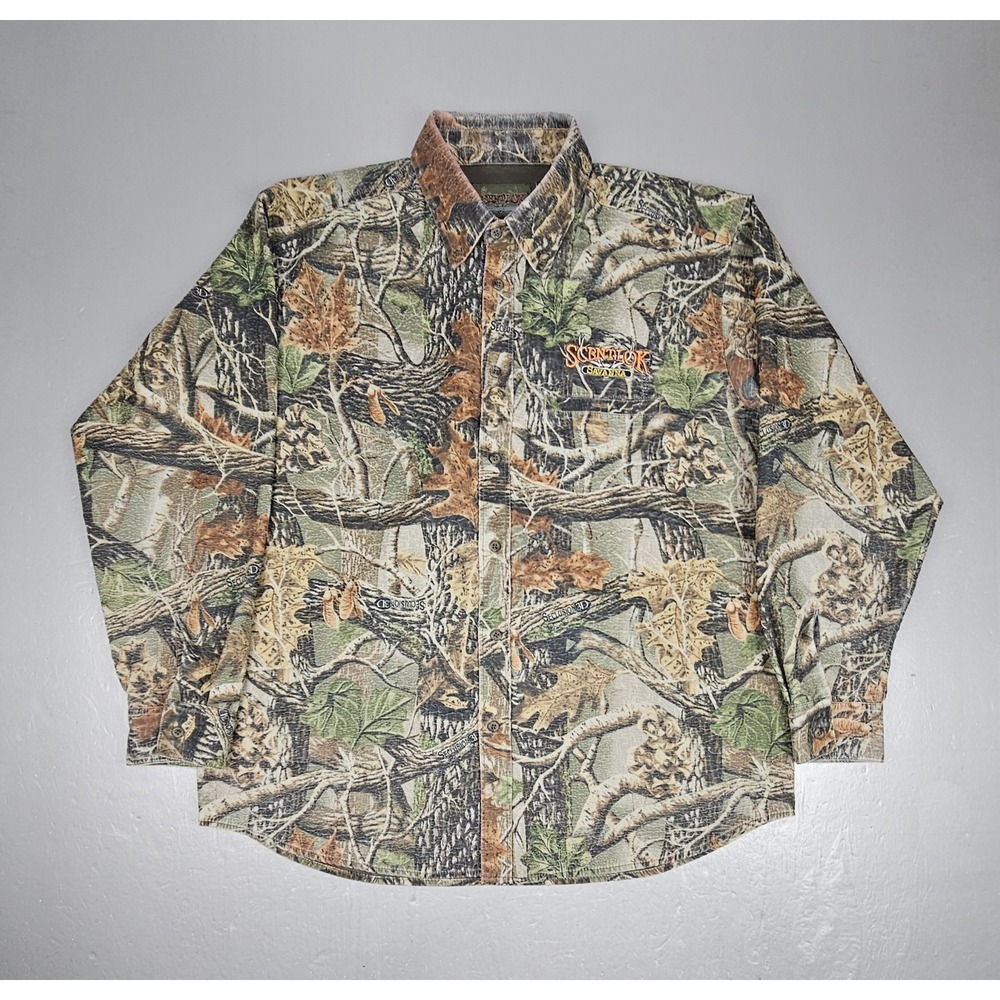 Scentlok Savanna Shirt Mens Large Camo Mossy Oak Seclusion 3D Shacket Hunting